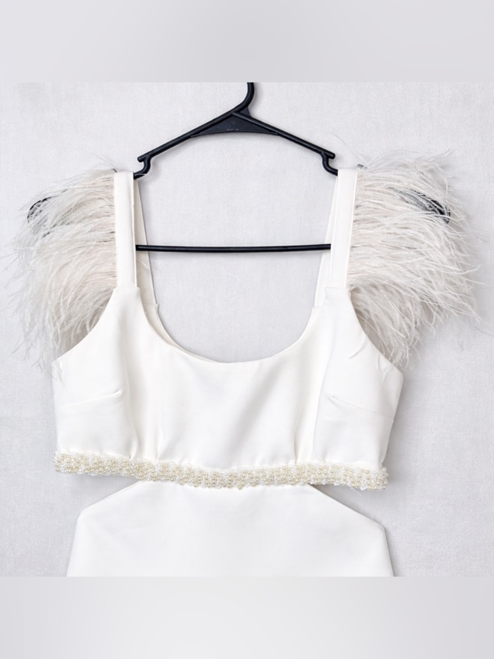 Likely Taliah Feather Pearl Beaded Cut Out Mini Dress - Picture 8 of 12